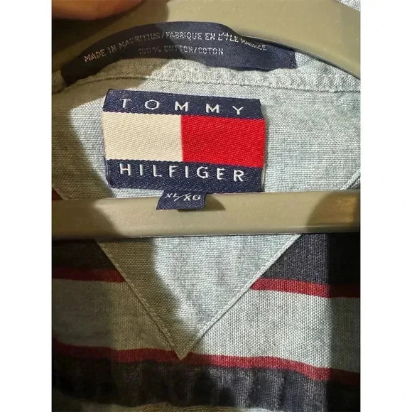 Tommy Hilfiger Mens XL VTG Y2K Crest Striped Button Shirt Multicolor Old Money - Picture 11 of 11